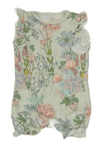 Zeleno-růžový květovaný kraťasový overal Next