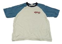 Bílo-modré tričko s nápisem Zara