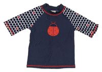 Tmavomodré puntíkaté UV tričko s beruškou 