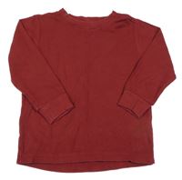 Vínové žebrované triko Next