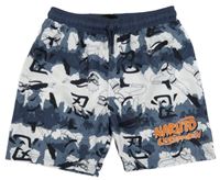 Nové - bílo-tmavomodré vzorované plážové kraťasy s nápisem Primark
