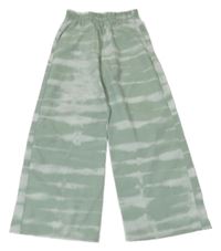 Zelené vzorované lehké široké kalhoty H&M