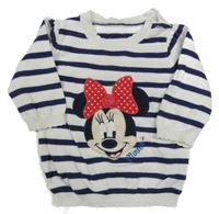 Bílo-tmavomodrý pruhovaný lehký svetr s Minnie George