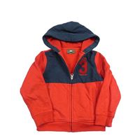 Červeno-tmavomodrá propínací mikina s číslem a kapucí zn. Timberland