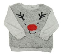 Šedá huňatá mikina s čumákem Dunnes Stores