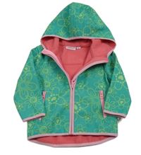 Zelená květovaná softshellová bunda s kapucí Liegelind