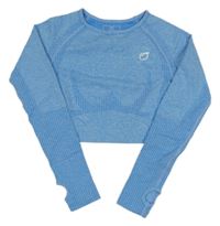 Světlemodré funkční crop triko s broskví 