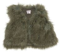 Šedo-černá pruhovaná kožešinová crop podšitá vesta Monsoon