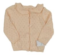 Nové - Světlerůžový vzorovaný propínací svetr s límečkem Matalan