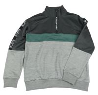 Antracitovo-zeleno-šedá mikina s nápisy Nutmeg