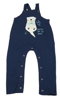 Tmavomodré laclové tepláky s vydrou Pocopiano