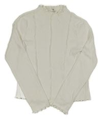 Bílé žebrované crop triko H&M