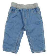 Světlemodré teplákové rifle s úpletovým pasem 