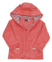 Růžová plyšová propínací mikina s kapucí Lupilu