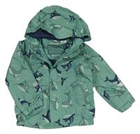 Zelená šusťáková jarní bunda s velrybami a kapucí Lily & Dan