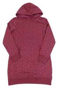 Vínové květované teplákové šaty s kapucí Yigga