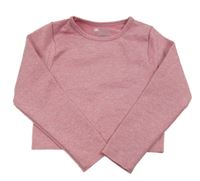 Růžové melírované crop sportovní triko 