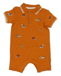 Oranžový kraťasový overal s diny a límečkem George