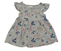 Šedé šaty s motýlky Pocopiano