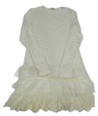 Smetanová šatová tunika s tylovými volánky 