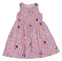 Růžové květované šaty s Minnie a Daisy Disney