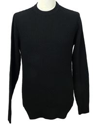 Pánský černý vzorovaný svetr Primark 