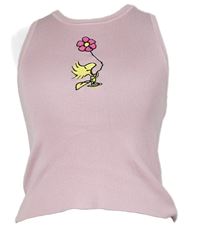 Dámský světlerůžový pletený crop top s obrázkem Primark 
