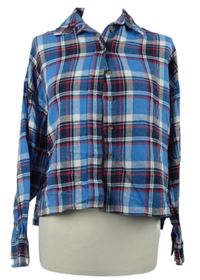 Dámská světlemodro-červená kostkovaná crop halenka zn. FB Sister 