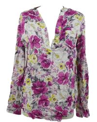 Dámská bílo-purpurovo-okrová květovaná halenka zn. Peacocks 