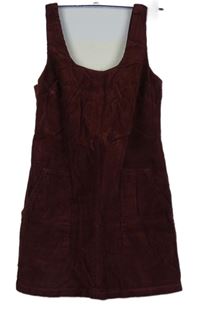 Dámské vínové manšestrové šaty New Look 