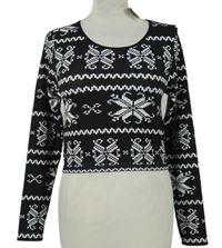 Nové - Dámské černo-bílé vzorované úpletové crop triko Pep&Co