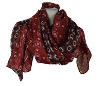 Nové - Dámská červená vzorovaná šála 