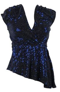 Dámská černo-modrá třpytivá asymetrická halenka New Look 