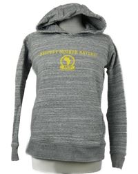 Dámská šedá melírovaná mikina s nápisem a kapucí 