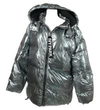 Dámská stříbrná šusťáková oversized bunda s kapucí Ivy Park 