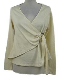 Dámské smetanové žebrované úpletové zavinovací triko Savida 