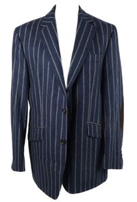 Pánské tmavomodré pruhované vlněné sako Scabal 