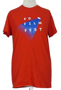 Dámské červené tričko s nápisy Gildan 