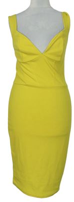 Dámské žluté pouzdrové šaty 