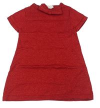 Červené třpytivé pletené šaty s mašlí H&M