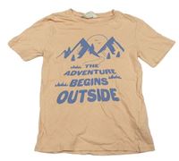Světlerůžové tričko s horami a nápisem H&M