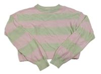 Zeleno-růžový pruhovaný crop svetr H&M
