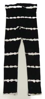 Černo-bílé pruhované žebrované legíny F&F