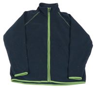 Tmavomodro-zelená fleecová propínací mikina TCM