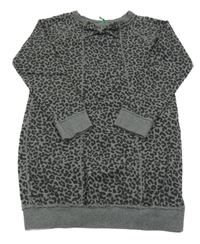 Šedo-černé vzorované teplákové šaty Benetton