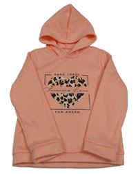 Světlerůžová mikina s nápisem a kapucí 