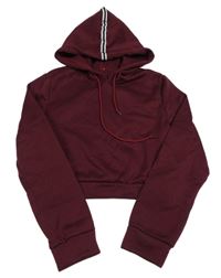Vínová crop mikina s kapucí 
