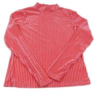 Malinové žebrované sametové triko 