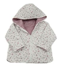 Bílá prošívaná šusťáková lehce zateplená bunda se srdíčky a kapucí so cute