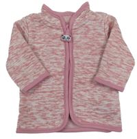 Růžovo-bílá melírovaná pletená propínací mikina Ergee